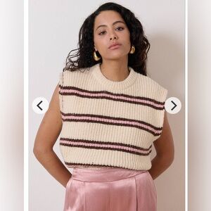 Garance Paris Gracey Striped Wool blend Sweater Tank Vest Chunky Knit ,S/M